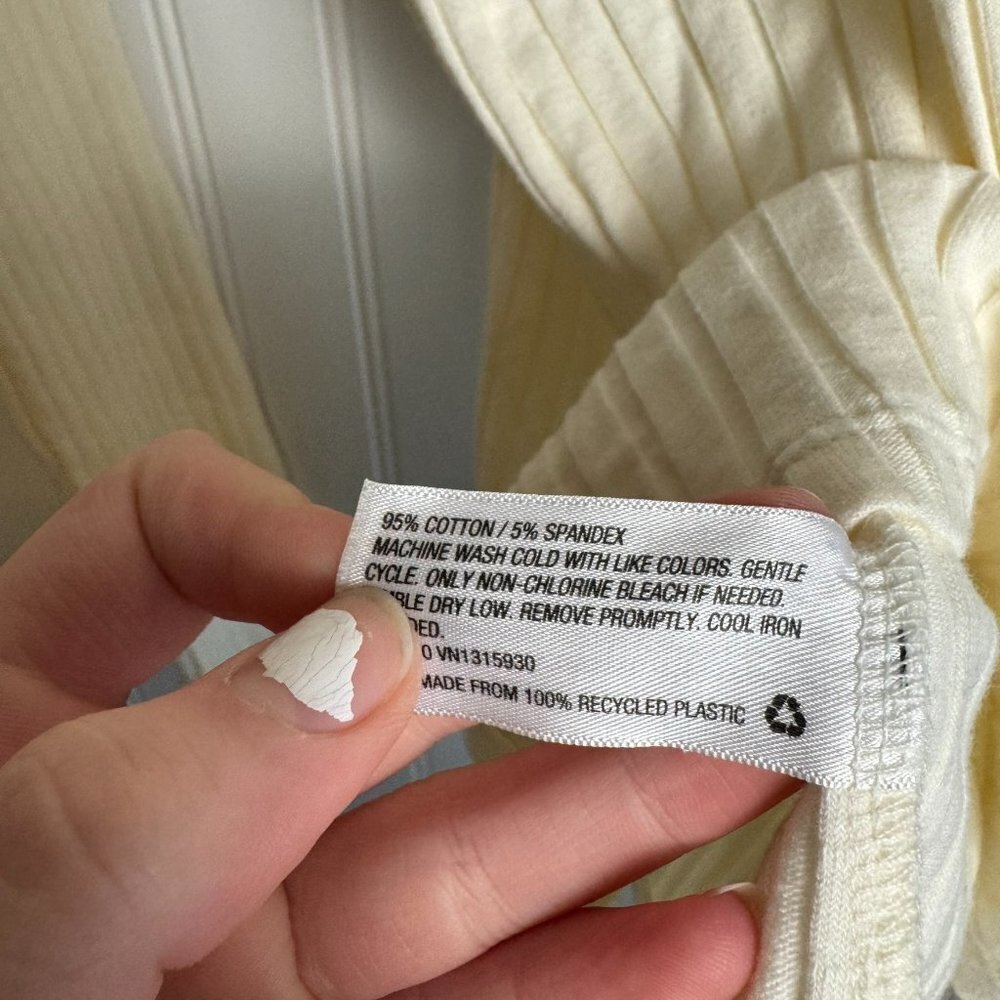 Knox Rose cream ribbed long sleeve scoop neck tee size medium P2 - Picture 4 of 5